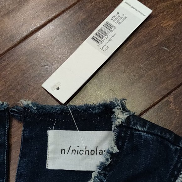 n/nicholas Denim Frayed Hem Tunic With Fringe NEW WITH TAGS SIZE 0 - Picture 8 of 9